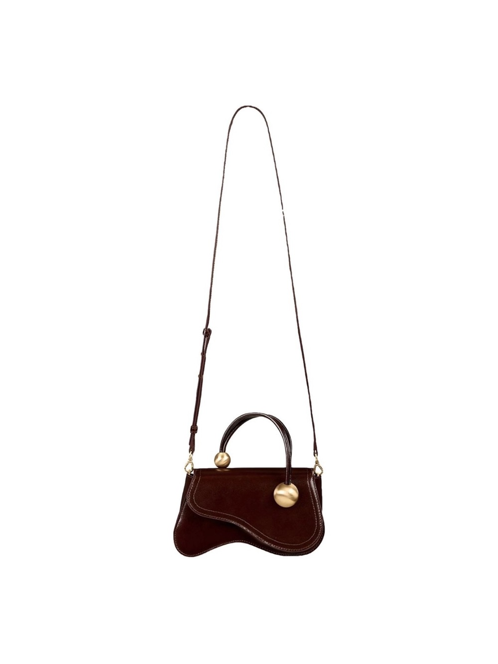 Cult Gaia Dark Brown Women’s Shoulder Bag with Gold Accents